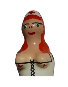 CONDOMERIE PRESERVATIVO DECORATIVO PINTADO A MANO ENFERMERA PELIRROJA