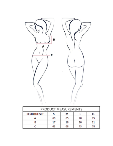 PASSION RESILQUE SET SUJETADOR TANGA NEGRO S M