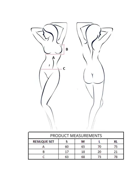 PASSION RESILQUE SET SUJETADOR TANGA NEGRO S M