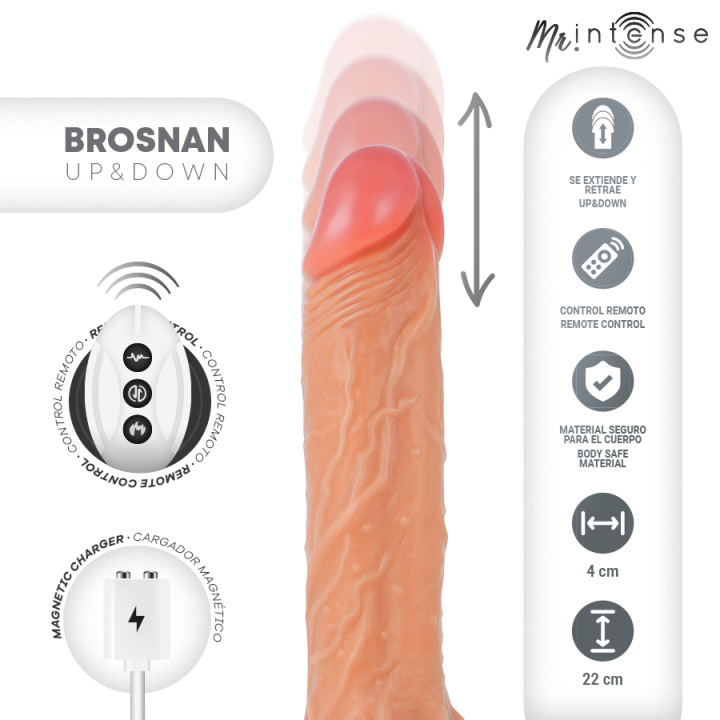 MR INTENSE BROSNAN REALISTICO MULTIFUNCION CON VIBRACION UP AND DOWN CONTROL REMOTO 22 CM O 4 CM