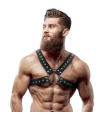 FETISH SUBMISSIVE ATTITUDE - MEN'S CROSS-OVER ECO-LEATHER CHEST HARNESS WITH STUDS