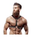 FETISH SUBMISSIVE ATTITUDE - ECO-LEATHER CHEST HARNESS WITH DOUBLE SUPPORT AND STUDS FOR MEN