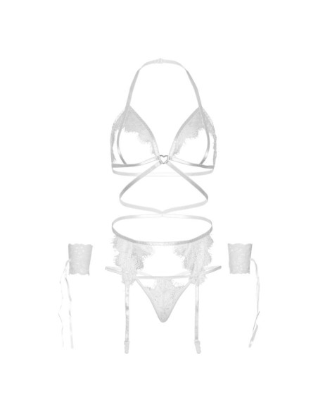 LEG AVENUE SET CUATRO PIEZAS SUJETADOR LIGUERO TANGA Y PUNOS TALLA UNICA NEGRO LEG AVENUE SET CUATRO PIEZAS SUJETADOR LIGUERO TANGA Y PUNOS TALLA UNICA NEGRO