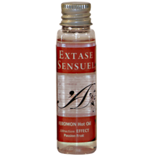 EXTASE SENSUAL ACEITE MASAJE EFECTO CALOR CON FEROMONAS FRUTA DE LA PASION VIAJE 35 ML