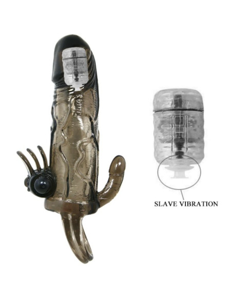 BAILE BRAVE MAN FUNDA PENE ANAL Y CLITORIS VIBRADOR 165 CM NEGRO