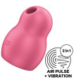 SATISFYER - PRO TO GO 1 DOUBLE AIR PULSE STIMULATOR & VIBRATOR RED