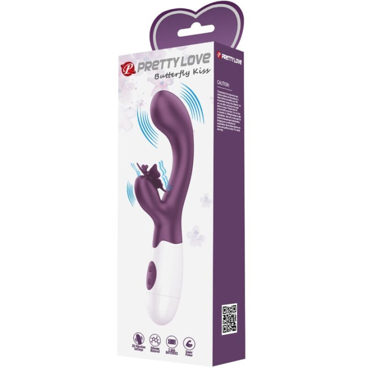 PRETTY LOVE BUTTERFLY KISS VIBRADOR RABBIT ESTIMULADOR PUNTO G MORADO