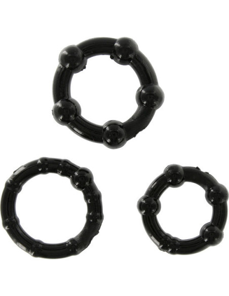 SEVEN CREATIONS JUEGO TRES ANILLOS PENE NEGRO