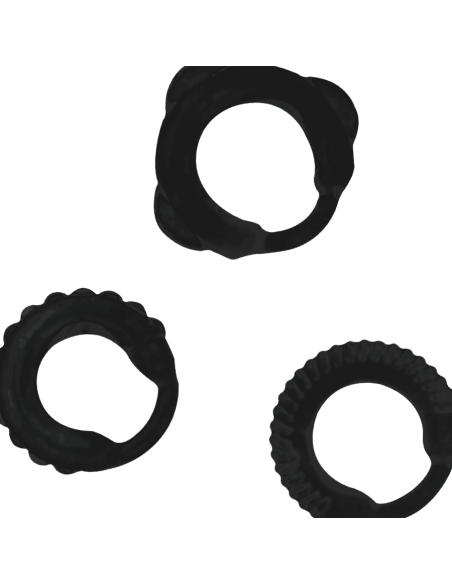 ADDICTED TOYS SET 3 ANILLOS PENE NEGRO