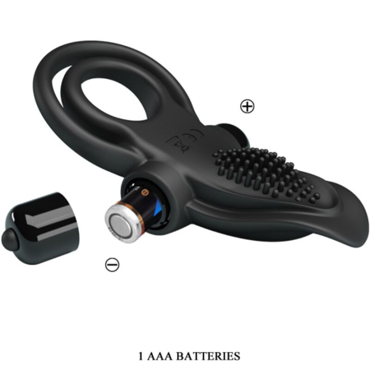 PRETTY LOVE DOBLE ANILLO VIBRADOR ESTIMULADOR CLITORIS 10 VIBRACIONES NEGRO