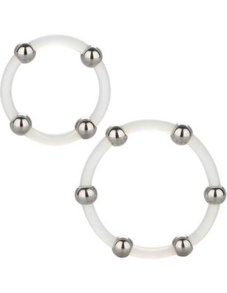 CALEXOTICS KIT DE 2 UDS ANILLO DE SILICONA CON CUENTAS DE ACERO