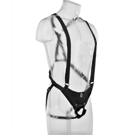 KING COCK STRAP ON CON DILDO HUECO 28 CM Y TIRANTES COLOR CARNE