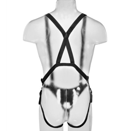 KING COCK STRAP ON CON DILDO HUECO 28 CM Y TIRANTES COLOR CARNE
