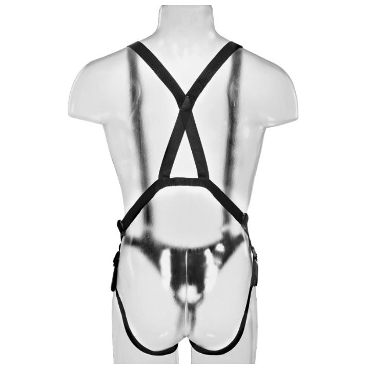 KING COCK STRAP ON CON DILDO HUECO 28 CM Y TIRANTES COLOR CARNE