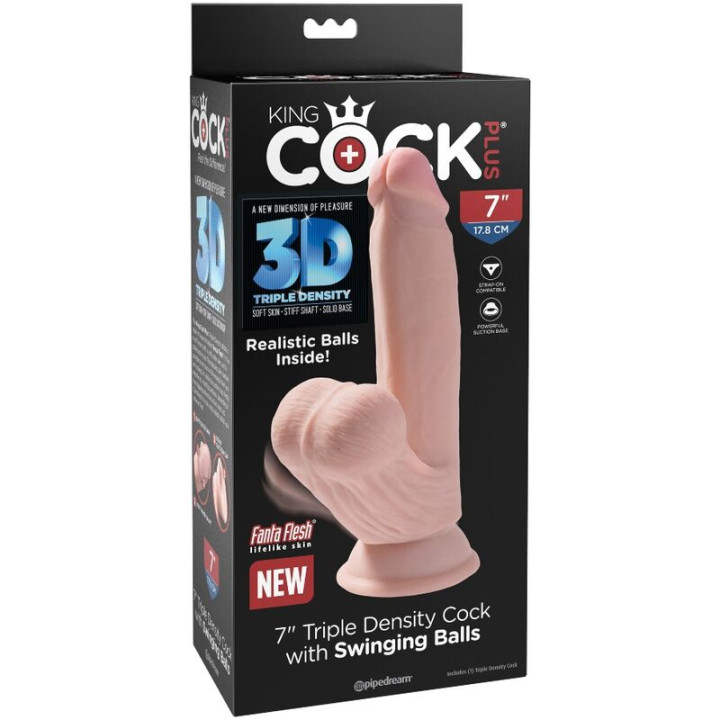 KING COCK PLUS 3D DILDO SWINGING BALLS 152 CM NATURAL
