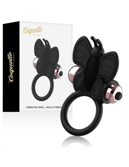 COQUETTE TOYS COCK RING BUTTERFLY ANILLO VIBRADOR NEGRO GOLD