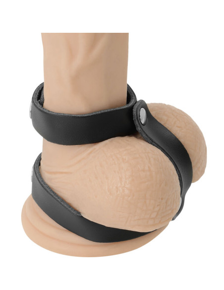 DARKNESS ANILLO PENE Y TESTICULOS AJUSTABLE LEATHER