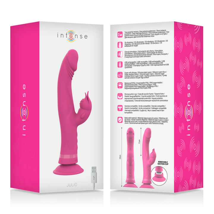 INTENSE JULIO VIBRADOR RABBIT SILICONA ROSA
