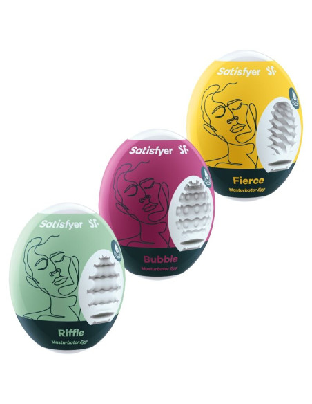 SATISFYER 3 HUEVOS MASTURBADORES RIFFLE BUBBLE FIERCE