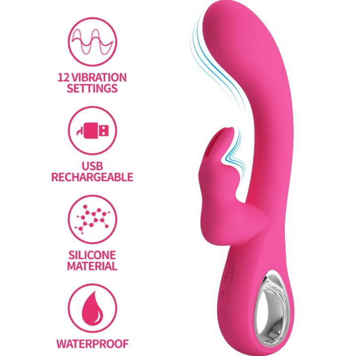 PRETTY LOVE NOVAK VIBRADOR RABBIT 12 VIBRACIONES ROSA