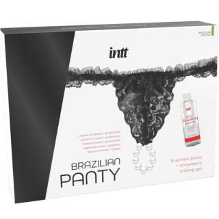 INTT RELEASES PANTY BRASILENA NEGRA CON PERLAS Y GEL LUBRICANTE 50 ML