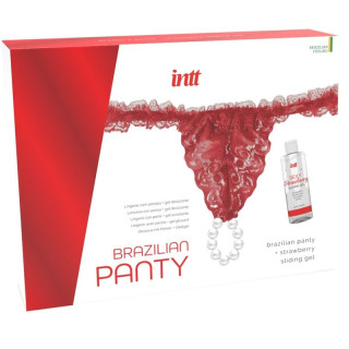 INTT RELEASES PANTY BRASILENO ROJA CON PERLAS Y GEL LUBRICANTE 50 ML