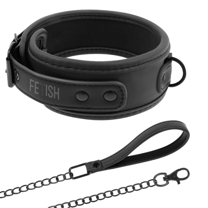 FETISH SUBMISSIVE COLLAR CON CADENA CON FORRO DE NEOPRENO