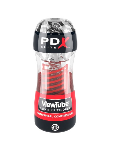 PDX ELITE MASTURBADOR STROKER VIEWTUBE 2 COMPRESION ESPIRAL TRANSPARENTE