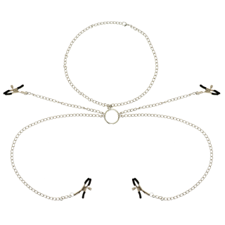 OHMAMA FETISH 4 PINZAS PEZONES CON COLLAR DE CADENAS