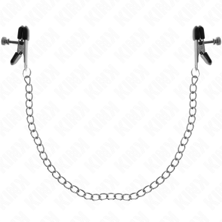 KINK PINZAS PARA PEZONES PLANAS NEGRO CON CADENA PLATEADO 34 CM