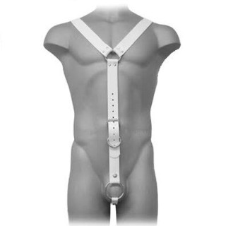 LEATHER BODY HARNESS MEN BLANCO