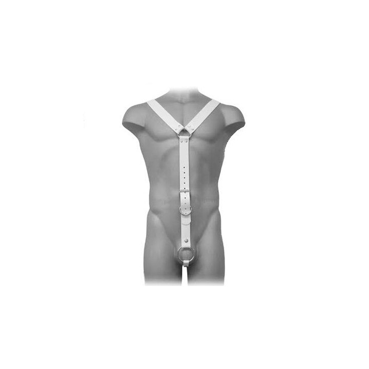 LEATHER BODY HARNESS MEN BLANCO