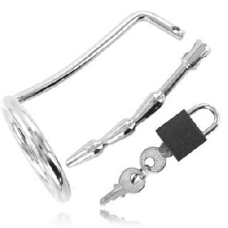 METAL HARD ANILLO TESTICULOS CON PLUG URETRA CASTIDAD