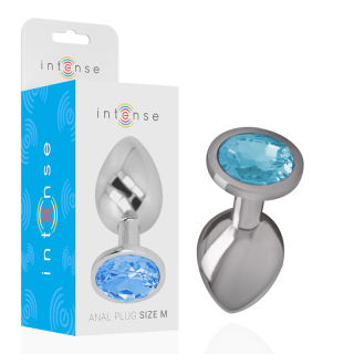 INTENSE PLUG ANAL METAL ALUMINIO CON CRISTAL AZUL TALLA M