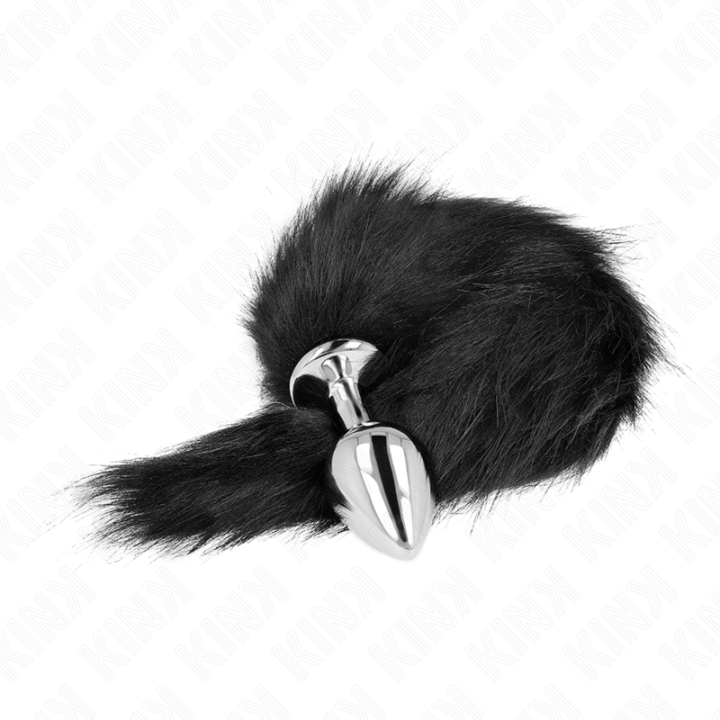 KINK PLUG ANAL TALLA M 8 X 35 CM CON COLA SINTETICA 40 CM NEGRO