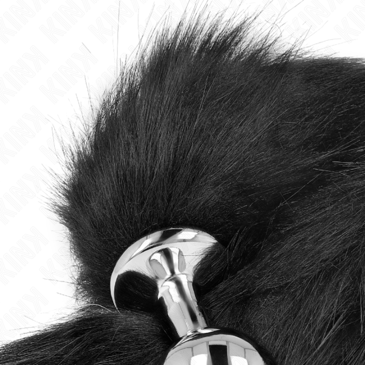 KINK PLUG ANAL TALLA M 8 X 35 CM CON COLA SINTETICA 40 CM NEGRO