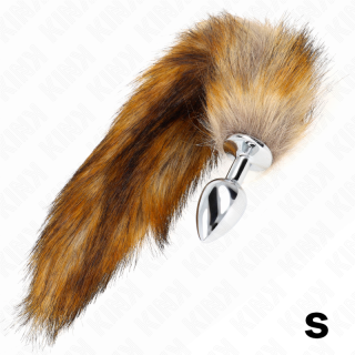 KINK PLUG ANAL TALLA S 7 X 3 CM CON COLA SINTETICA 40 CM MARRON