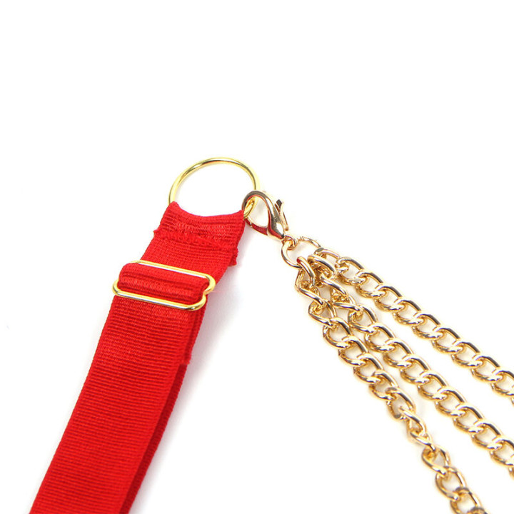 SUBBLIME 955519 CONJUNTO SUJETADOR CON CADENAS Y CORAZON DE MALLA ROJO S M