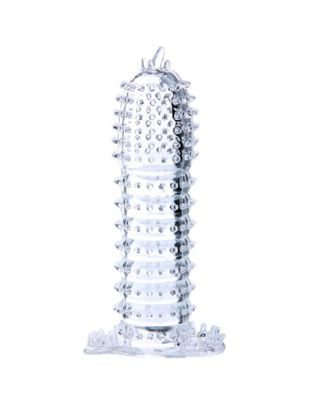 BAILE FUNDA PARA PENE CON PUNTOS ESTIMULANTES TRANSPARENTE 14 CM