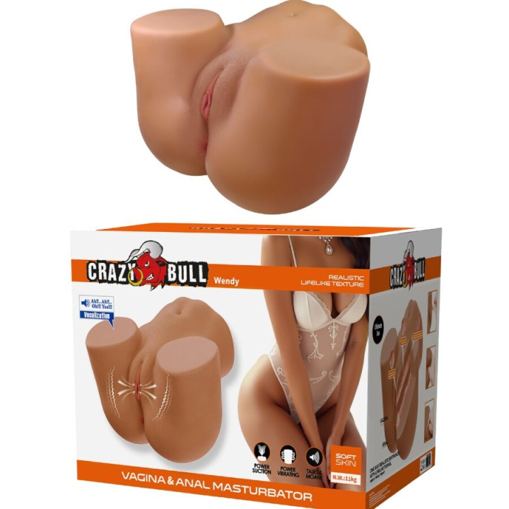 CRAZY BULL WENDY TRASERO FEMENINO REALISTA VIBRADOR SUCCIONADOR CON SONIDO 11 KG
