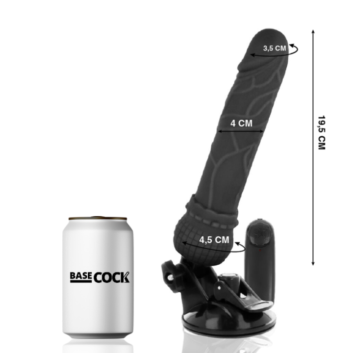 BASECOCK VIBRADOR REALISTICO CONTROL REMOTO NEGRO 195 CM O 4 CM