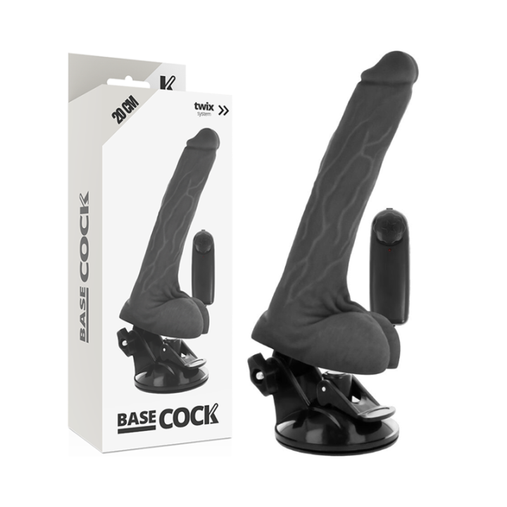 BASECOCK VIBRADOR REALISTICO CONTROL REMOTO NEGRO CON TESTICULOS 20 CM O 4 CM