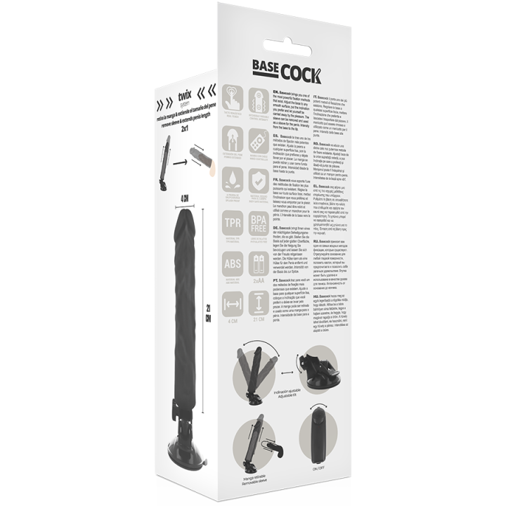 BASECOCK VIBRADOR REALISTICO CONTROL REMOTO NEGRO 21 CM O 4 CM