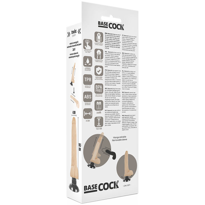 BASECOCK VIBRADOR REALISTICO 2 1 NATURAL 185 CM O 4 CM