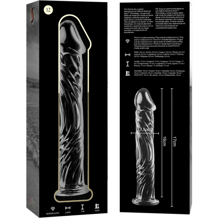 NEBULA SERIES BY IBIZA MODELO 12 DILDO CRISTAL TRANSPARENTE 17 CM O 35 CM