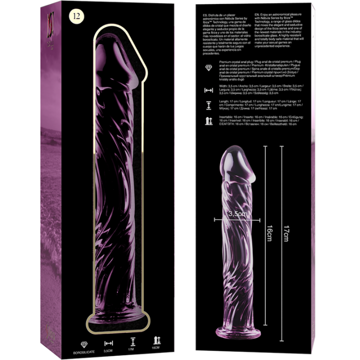 NEBULA SERIES BY IBIZA MODELO 12 DILDO CRISTAL ROSA 17 CM O 35 CM