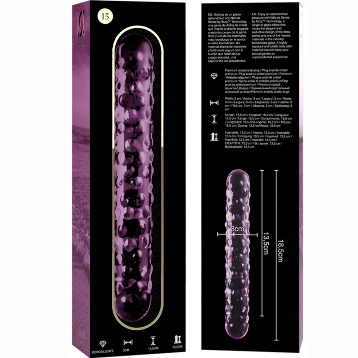 NEBULA SERIES BY IBIZA MODELO 15 DILDO CRISTAL ROSA 185 CM O 3 CM