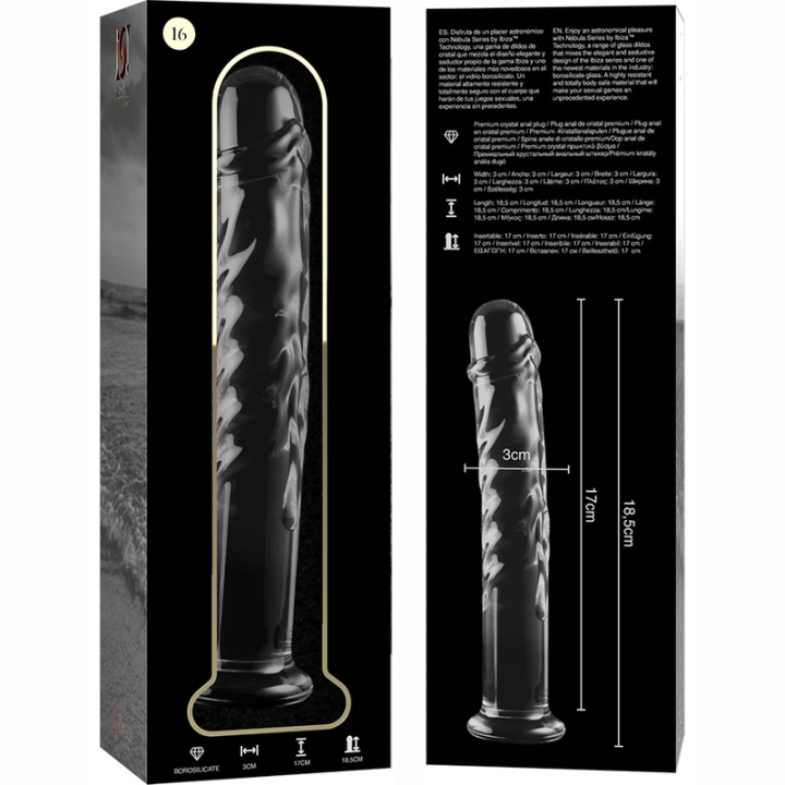 NEBULA SERIES BY IBIZA MODELO 16 DILDO CRISTAL TRANSPARENTE 185 CM O 3 CM