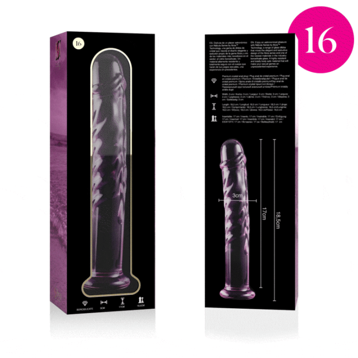 NEBULA SERIES BY IBIZA MODELO 16 DILDO CRISTAL ROSA 185 CM O 3 CM