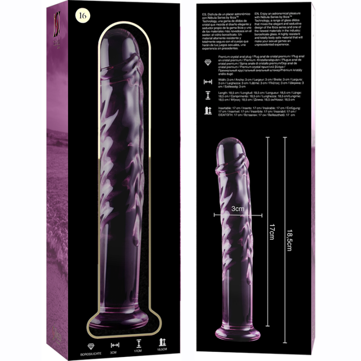 NEBULA SERIES BY IBIZA MODELO 16 DILDO CRISTAL ROSA 185 CM O 3 CM